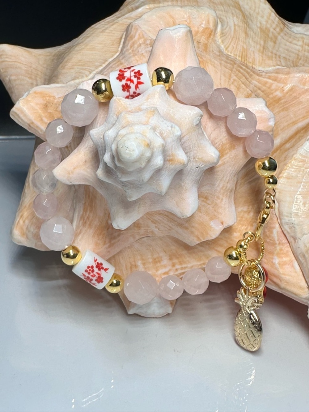 Natural Rose Quartz Beads Bracelet - Picture 2 of 11